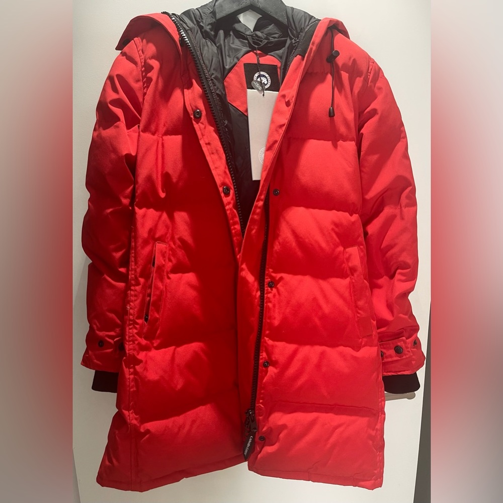 Canada Goose Red Parka Coat with Fur Hood